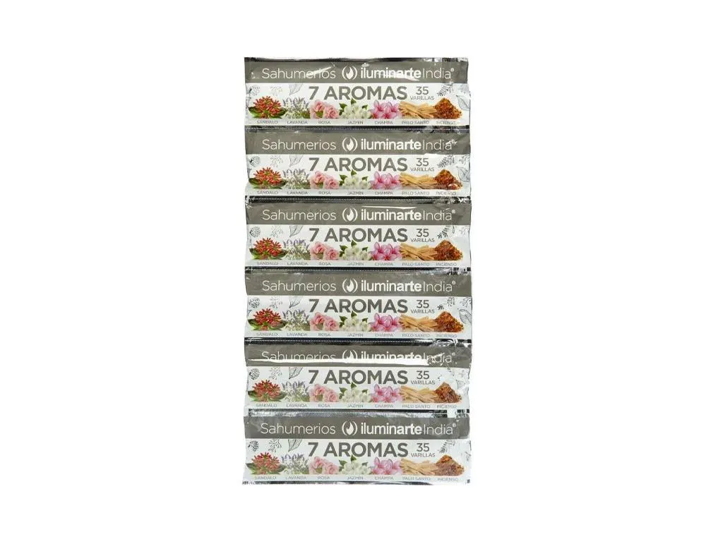 Sahumerio 7 Aromas India Iluminarte x 35 varillas (12 paq.)