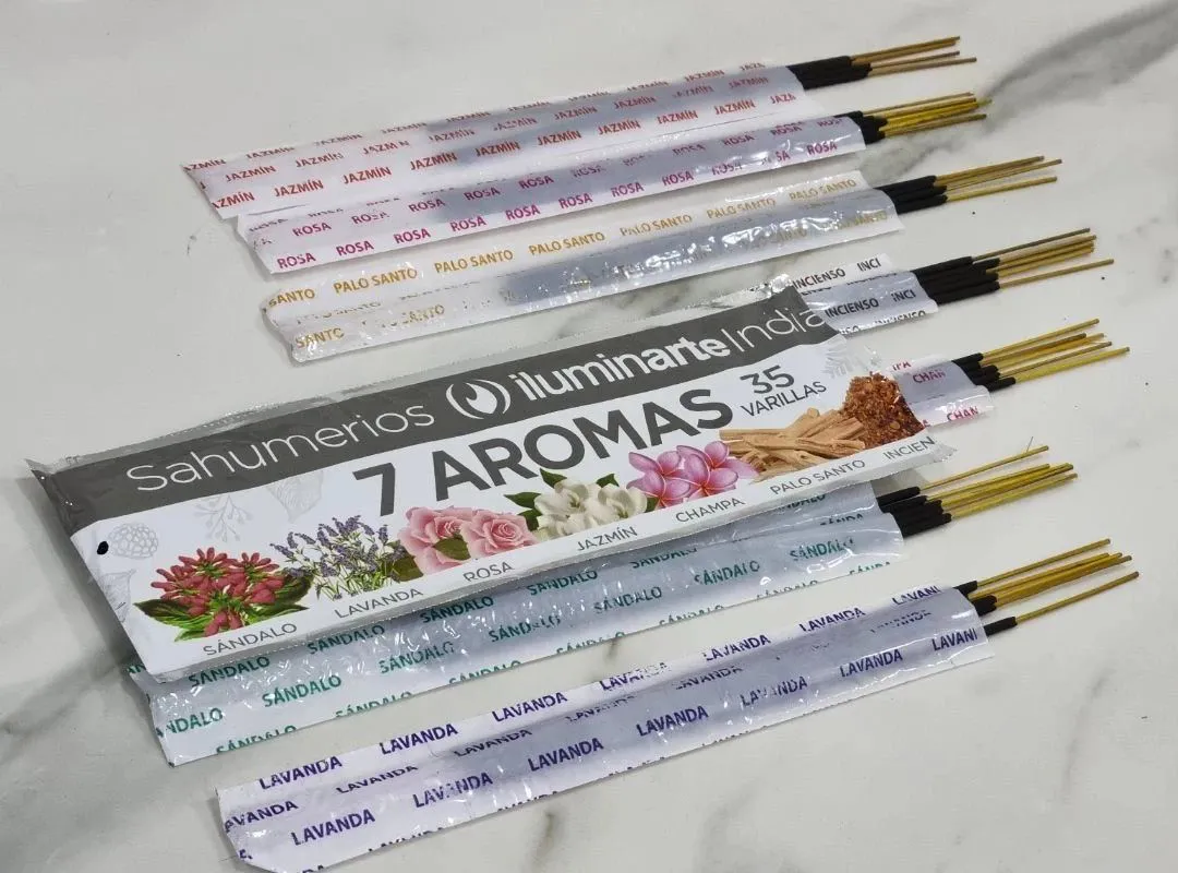 Sahumerio 7 Aromas India Iluminarte x 35 varillas (12 paq.)